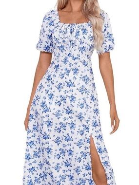 Floral Dress with short sleeves / a line